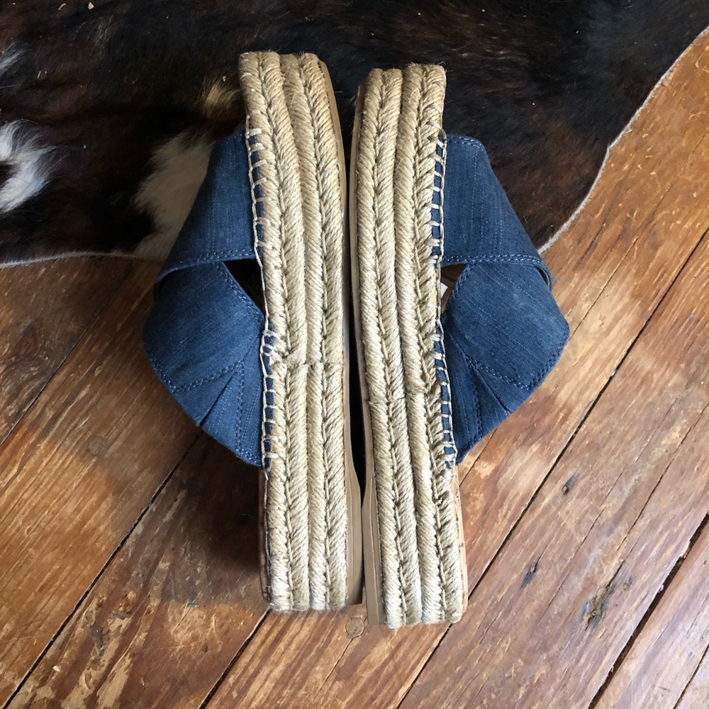 Sam Edelman Navy Denim Espadrille Slide Sandals - Picture 2 of 5